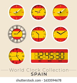 Spain clock : Set of national flag clock : Vector Illustration