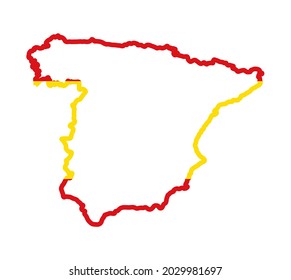 Spain Color flag map. Vector illustration of national symbol. Graphic design of patriotic element
