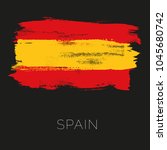 Spain colorful brush strokes painted national country flag icon. Painted texture.
