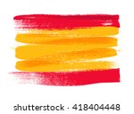 Spain colorful brush strokes painted national country flag icon. Painted texture.