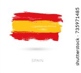 Spain colorful brush strokes painted national country flag icon. Painted texture.
