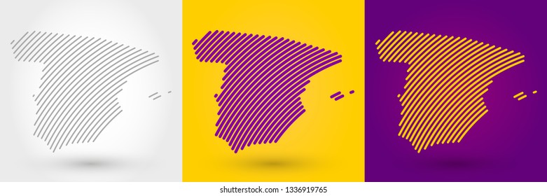 Spain. colorful striped map