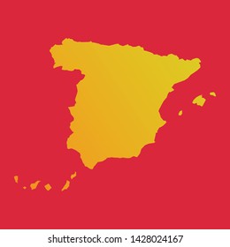 Spain colorful vector map silhouette