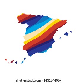 Spain colorful vector map silhouette