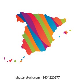 Spain colorful vector map silhouette