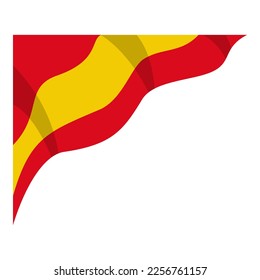 spain colors flag in 3 wave shape illustration for corner border and frame background decoration or ornament element