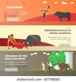 Spain Corrida and Running of the Bulls concept vector illustration. Bull and a matador.