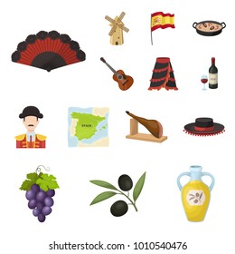 Spain country cartoon icons in set collection for design.Travel and attractions vector symbol stock web illustration.