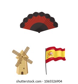 Spain country cartoon icons in set collection for design.Travel and attractions vector symbol stock web illustration.