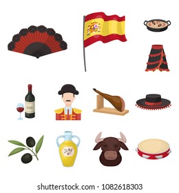 Spain country cartoon icons in set collection for design.Travel and attractions vector symbol stock web illustration.