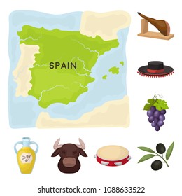 Spain country cartoon icons in set collection for design.Travel and attractions vector symbol stock web illustration.