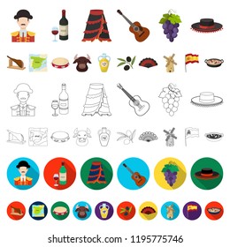 Spain country cartoon icons in set collection for design.Travel and attractions vector symbol stock web illustration.