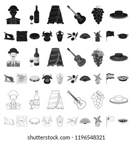 Spain country cartoon icons in set collection for design.Travel and attractions vector symbol stock web illustration.