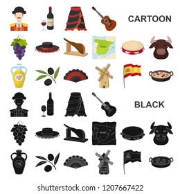 Spain country cartoon icons in set collection for design.Travel and attractions vector symbol stock web illustration.