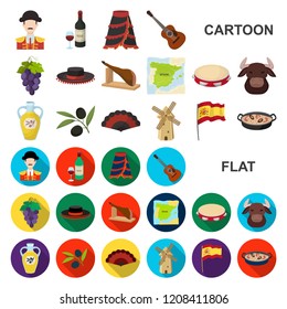 Spain country cartoon icons in set collection for design.Travel and attractions vector symbol stock web illustration.