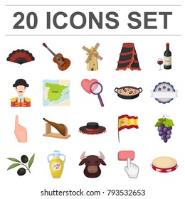 Spain country cartoon icons in set collection for design.Travel and attractions vector symbol stock web illustration.