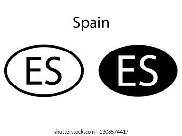 Spain country code icon.  Iso code country domain name.   ES - Spain  abbreviated. vector
