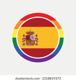 Spain country flag circle - lgbt flag graphic element Illustration template design
