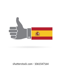 Spain country flag thumbs up vector icon