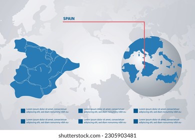 Spain country map with infographic concept and earth vector illustration