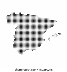 Spain Country Map Made From Abstract Halftone Dot Pattern