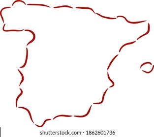 España del mapa del país hecho por los trazos de la ilustración del vector del pincel

