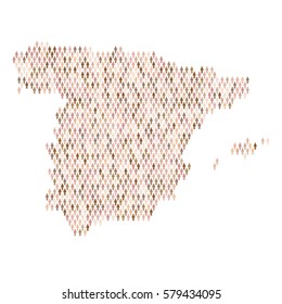 Spain country map made up of people icon