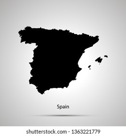 Spain country map, simple black silhouette