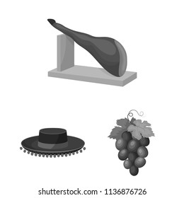 Spain country monochrome icons in set collection for design.Travel and attractions vector symbol stock web illustration.