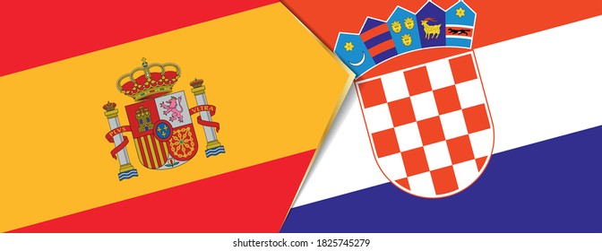 Spain and Croatia flags, two vector flags symbol of relationship or confrontation.