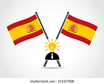 Spain Crossed Flag Emblem Bright Full Solution