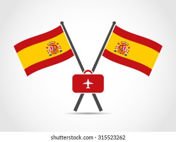 Spain Crossed Flag Emblem Business Trip