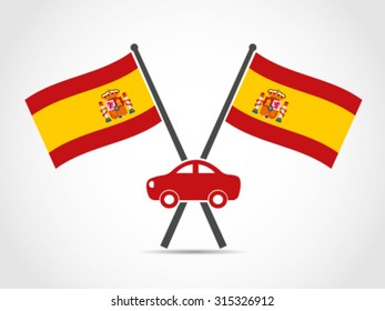 Spain Crossed Flag Emblem Car Industry