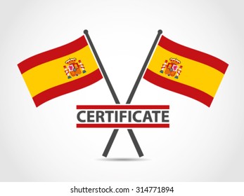 Spain Crossed Flag Emblem Certificate