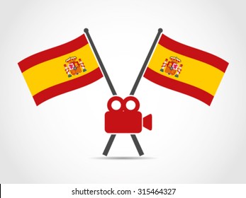 Spain Crossed Flag Emblem Cinema Industry
