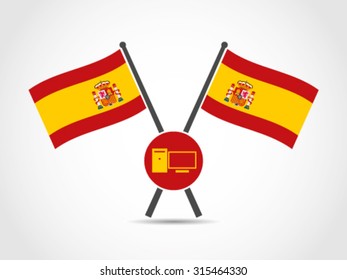 Spain Crossed Flag Emblem Computer