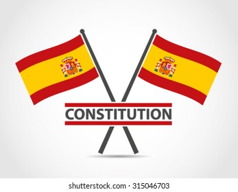 Spain Crossed Flag Emblem Constitution