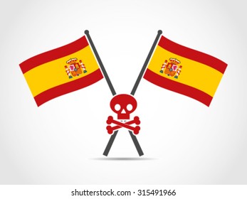 Spain Crossed Flag Emblem Danger