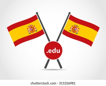 Spain Crossed Flag Emblem Education