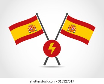 Spain Crossed Flag Emblem Electricity
