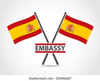 Spain Crossed Flag Emblem Embassy