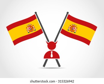 Spain Crossed Flag Emblem Evil Politician