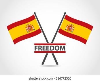Spain Crossed Flag Emblem Freedom