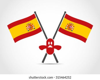 Spain Crossed Flag Emblem Ghost Halloween