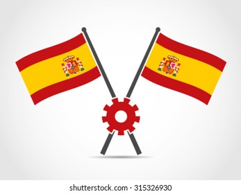 Spain Crossed Flag Emblem Growth