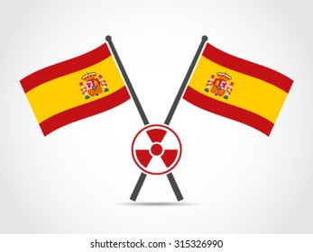 Spain Crossed Flag Emblem Hazard Danger