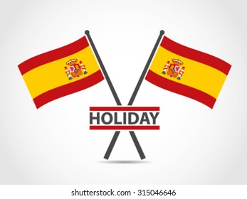 Spain Crossed Flag Emblem Holiday