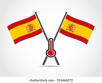 Spain Crossed Flag Emblem Hot Temperature