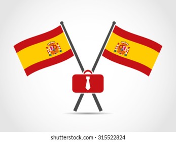 Spain Crossed Flag Emblem Job Duty