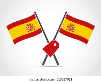 Spain Crossed Flag Emblem Label Product